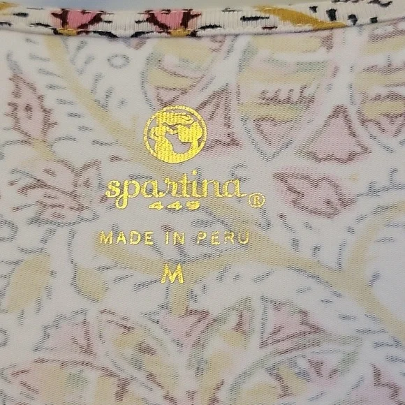 Spartina 449 Cotton Wrap Dress Boho Pattern Rose Pink Cream Size M - Picture 2 of 9